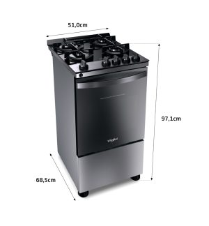 COCINA A GAS WHIRLPOOL 4H WF04VBR INOX MESADA VITRO