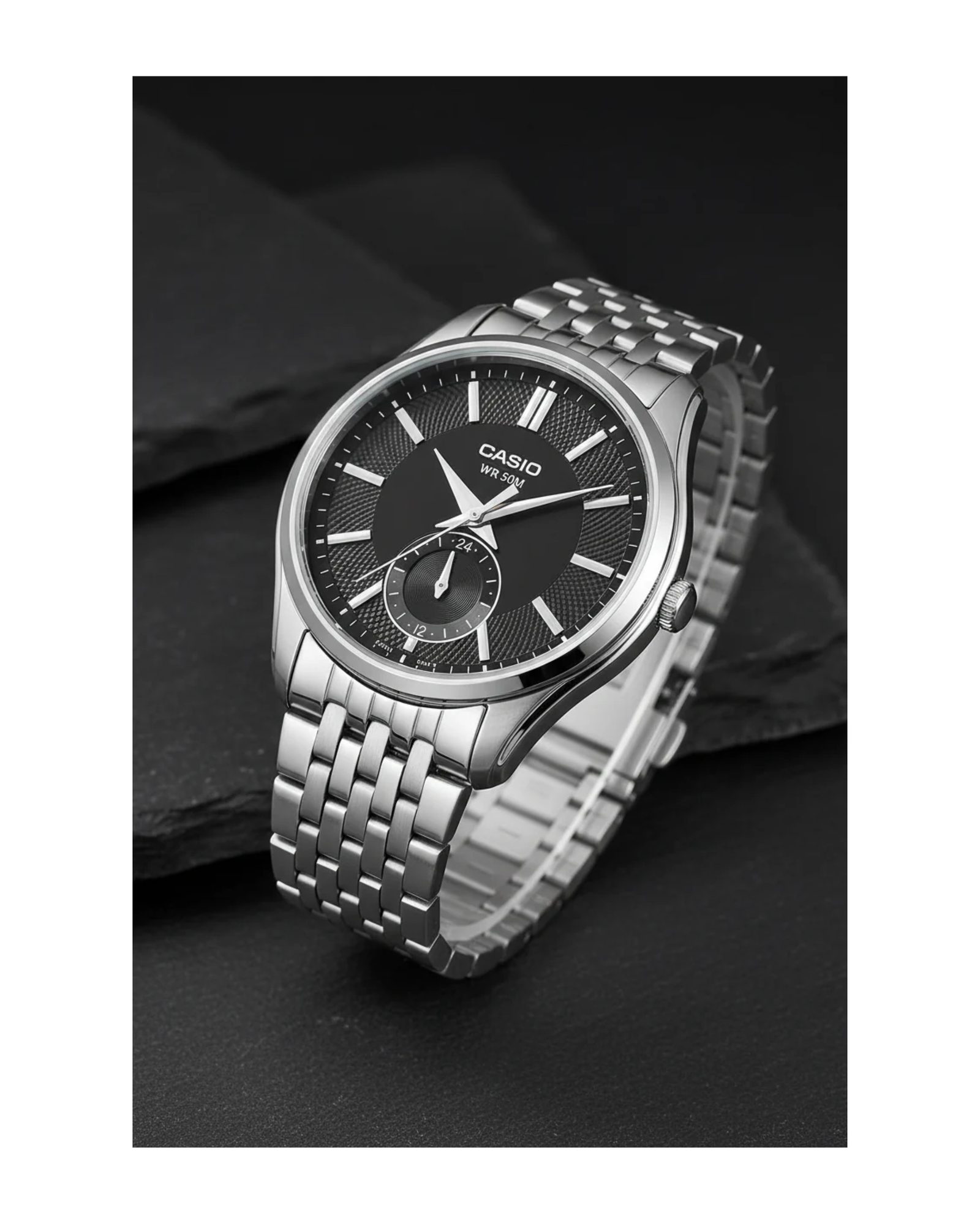 RELOJ CASIO 5172 – ANALOG. CAB. MALLA ACERO PLATA – F. NEGRO – MTP-B315D-1AVDF RELOJ ANALOGICO CASIO - MTP-B315D-1AVDF