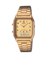 RELOJ CASIO 5154 -ANALOG. MALLA ACERO DORADA - F. DORADO - AQU-230GA-9BMQ