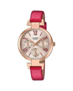 RELOJ CASIO ANALOG. DAMA. MALLA CUERO ROSADO- LTP-E404PL -9A2VD