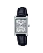 RELOJ CASIO 1330 - ANALOG. DAMA. MALLA CUERO NEGRA - F. BLANCO CUADRADO