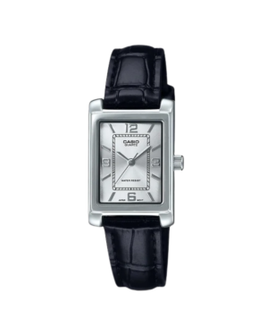 RELOJ CASIO 1330 - ANALOG. DAMA. MALLA CUERO NEGRA - F. BLANCO CUADRADO