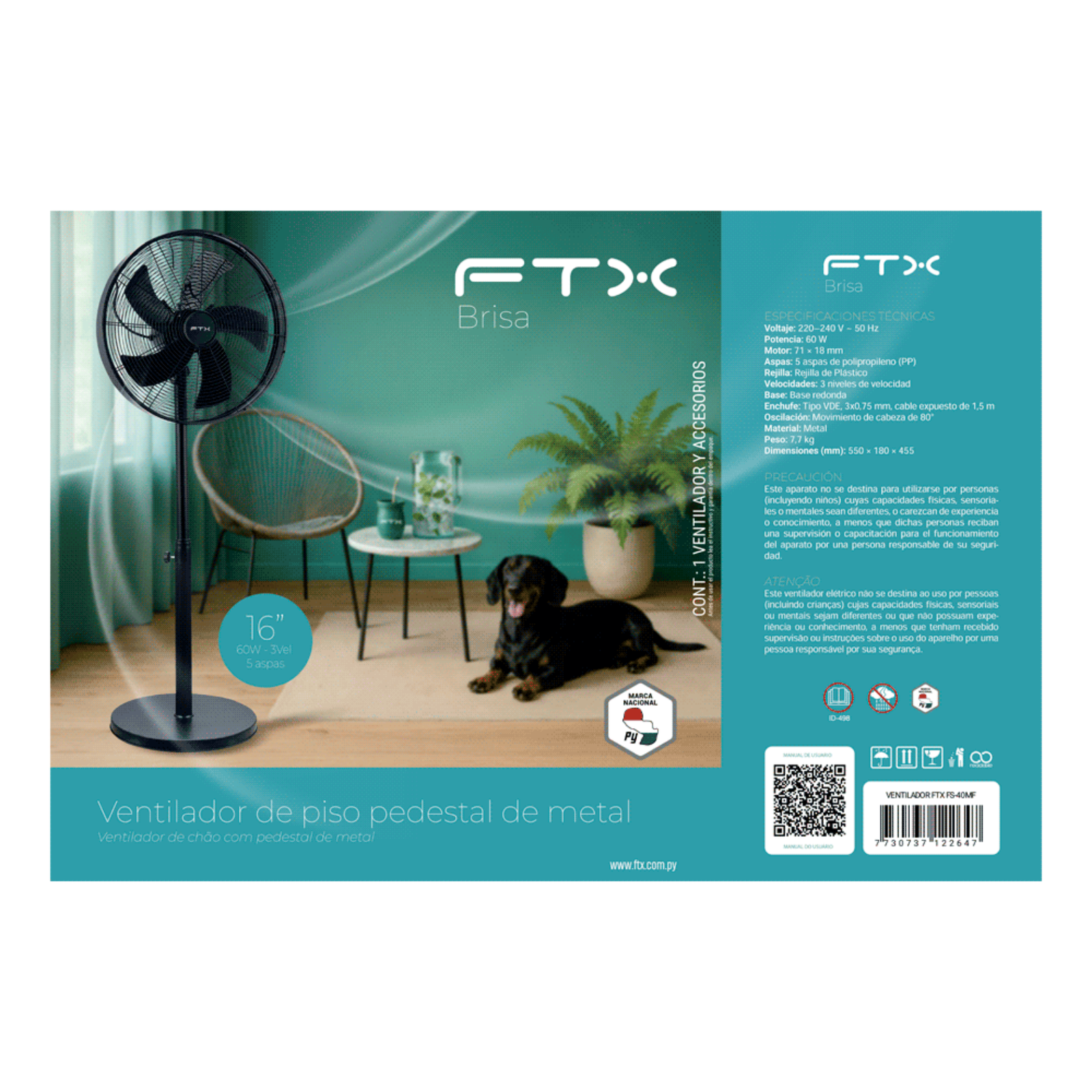 VENTILADOR DE PIE FTX BRISA – FS-40MF – NEGRO/METAL VENTILADOR DE PIE FTX BRISA - FS-40MF - NEGRO/METAL