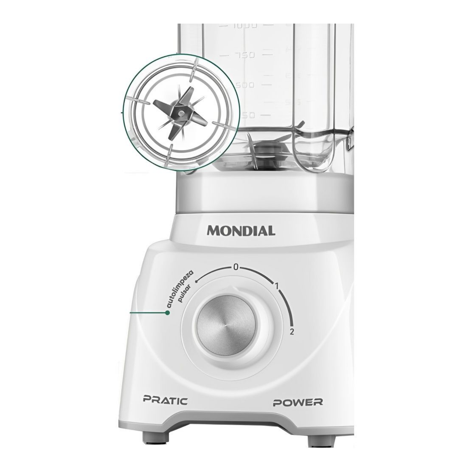 LICUADORA MONDIAL PRACTIC POWER C/ JARRA PLASTICA – L-97-W – BLANCO LICUADORA MONDIAL PRATIC L-97 - WHITE 2 VELOCIDADES - 2,2L